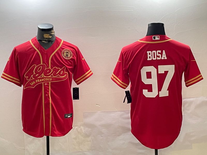 Men San Francisco 49ers #97 Bosa Red Joint Name 2024 Nike Limited NFL Jersey style 12093